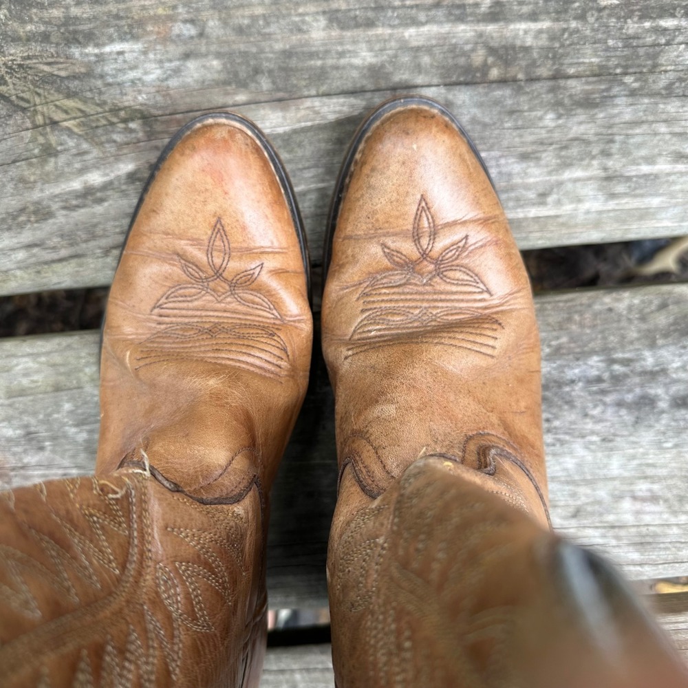 Laredo Western Cowboy Boots Style 51080 Abby Brown Leather Embroidered Size 6.5 - Picture 6 of 9